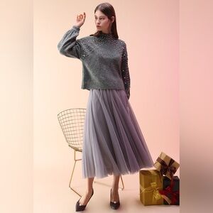 Chicwish Gray Tulle skirt my secret garden